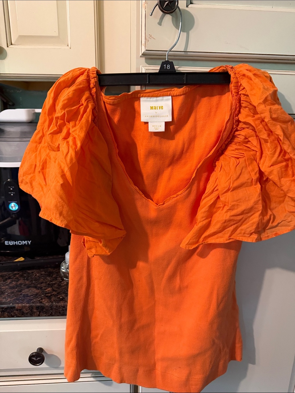 Maeve Orange Puff Sleeve Blouse